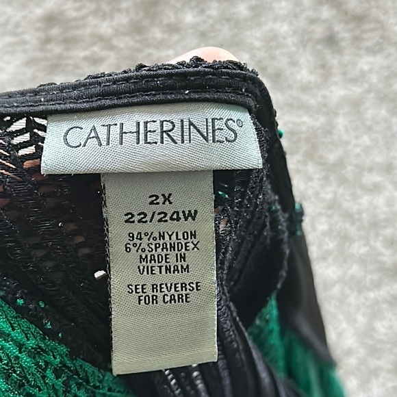 Catherines Black/Green Lace Patterned Cardigan Size 2X - Picture 4 of 8